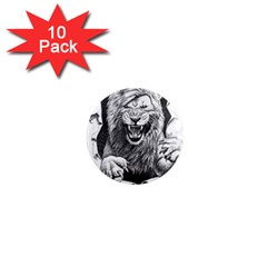 Drawing Angry Male Lion Roar Animal 1  Mini Magnet (10 Pack)  by danenraven