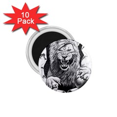 Drawing Angry Male Lion Roar Animal 1 75  Magnets (10 Pack)  by danenraven