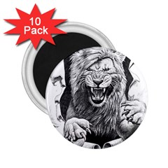 Drawing Angry Male Lion Roar Animal 2 25  Magnets (10 Pack)  by danenraven