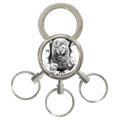 Drawing Angry Male Lion Roar Animal 3-ring Key Chain by danenraven