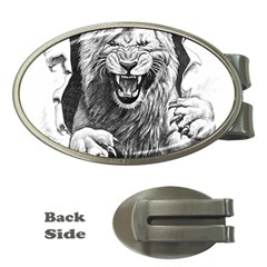 Drawing Angry Male Lion Roar Animal Money Clips (oval)  by danenraven