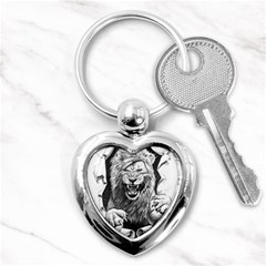 Drawing Angry Male Lion Roar Animal Key Chain (heart) by danenraven