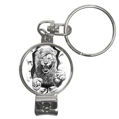 Drawing Angry Male Lion Roar Animal Nail Clippers Key Chain by danenraven