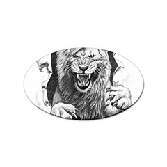 Drawing Angry Male Lion Roar Animal Sticker (oval) by danenraven