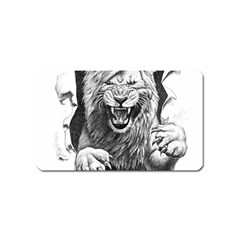 Drawing Angry Male Lion Roar Animal Magnet (name Card) by danenraven