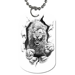 Drawing Angry Male Lion Roar Animal Dog Tag (one Side) by danenraven