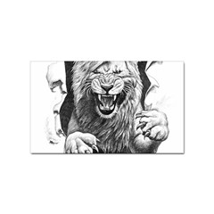 Drawing Angry Male Lion Roar Animal Sticker Rectangular (10 Pack) by danenraven