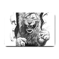 Drawing Angry Male Lion Roar Animal Small Doormat by danenraven