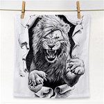 Drawing Angry Male Lion Roar Animal Face Towel Front