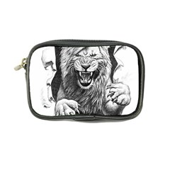 Drawing Angry Male Lion Roar Animal Coin Purse by danenraven