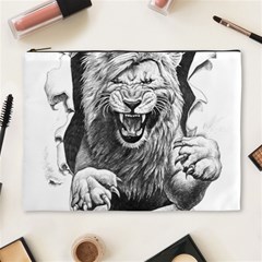 Drawing Angry Male Lion Roar Animal Cosmetic Bag (xl) by danenraven