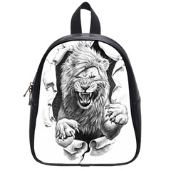 Drawing Angry Male Lion Roar Animal School Bag (small) by danenraven