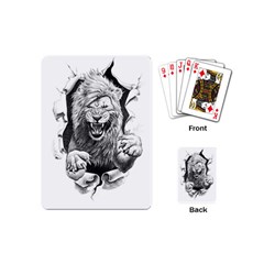 Drawing Angry Male Lion Roar Animal Playing Cards Single Design (mini) by danenraven