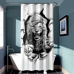 Drawing Angry Male Lion Roar Animal Shower Curtain 36  X 72  (stall)  by danenraven