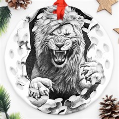 Drawing Angry Male Lion Roar Animal Ornament (round Filigree) by danenraven