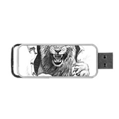 Drawing Angry Male Lion Roar Animal Portable Usb Flash (two Sides) by danenraven