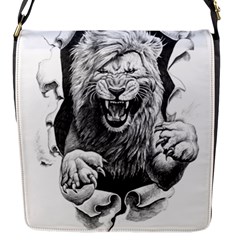 Drawing Angry Male Lion Roar Animal Flap Closure Messenger Bag (s) by danenraven