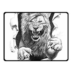 Drawing Angry Male Lion Roar Animal Double Sided Fleece Blanket (small)  by danenraven