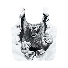 Drawing Angry Male Lion Roar Animal Full Print Recycle Bag (m) by danenraven