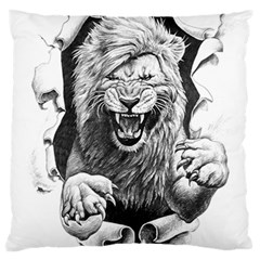 Drawing Angry Male Lion Roar Animal Large Flano Cushion Case (two Sides) by danenraven