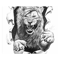 Drawing Angry Male Lion Roar Animal Double Sided Flano Blanket (small)  by danenraven