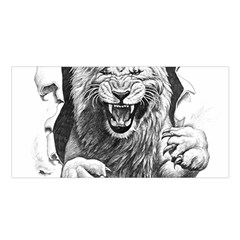 Drawing Angry Male Lion Roar Animal Satin Shawl 45  X 80  by danenraven