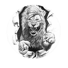 Drawing Angry Male Lion Roar Animal Mini Round Pill Box by danenraven