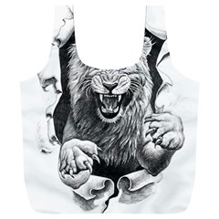 Drawing Angry Male Lion Roar Animal Full Print Recycle Bag (xxl) by danenraven