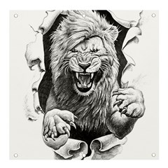 Drawing Angry Male Lion Roar Animal Banner And Sign 4  X 4  by danenraven