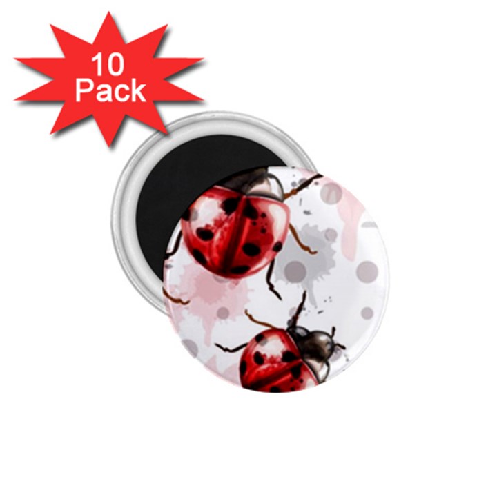 Ladybugs-pattern-texture-watercolor 1.75  Magnets (10 pack) 