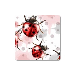 Ladybugs-pattern-texture-watercolor Square Magnet by Wegoenart