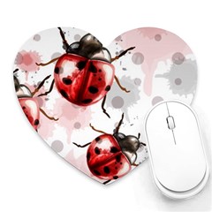 Ladybugs-pattern-texture-watercolor Heart Mousepad by Wegoenart