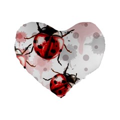 Ladybugs-pattern-texture-watercolor Standard 16  Premium Heart Shape Cushions by Wegoenart