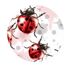 Ladybugs-pattern-texture-watercolor Mini Round Pill Box by Wegoenart