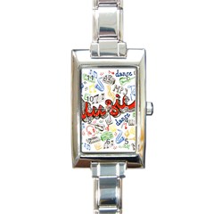 Music-color-elements Rectangle Italian Charm Watch by Wegoenart