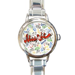 Music-color-elements Round Italian Charm Watch by Wegoenart