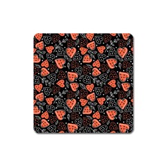 Seamless-vector-pattern-with-watermelons-hearts-mint Square Magnet by Wegoenart