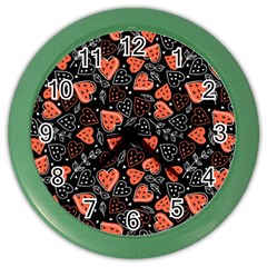 Seamless-vector-pattern-with-watermelons-hearts-mint Color Wall Clock by Wegoenart