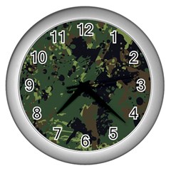 Military Background Grunge Wall Clock (silver) by Wegoenart