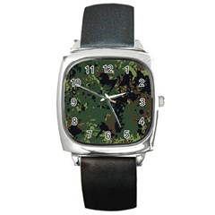 Military Background Grunge Square Metal Watch by Wegoenart