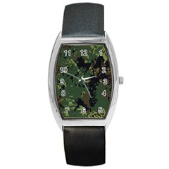 Military Background Grunge Barrel Style Metal Watch by Wegoenart