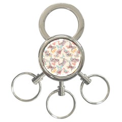 Pattern-with-hand-drawn-butterflies 3-ring Key Chain by Wegoenart