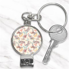 Pattern-with-hand-drawn-butterflies Nail Clippers Key Chain