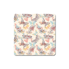 Pattern-with-hand-drawn-butterflies Square Magnet by Wegoenart