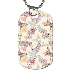 Pattern-with-hand-drawn-butterflies Dog Tag (one Side) by Wegoenart