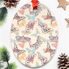 Pattern-with-hand-drawn-butterflies Oval Ornament (two Sides) by Wegoenart