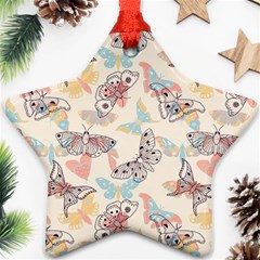 Pattern-with-hand-drawn-butterflies Star Ornament (two Sides) by Wegoenart