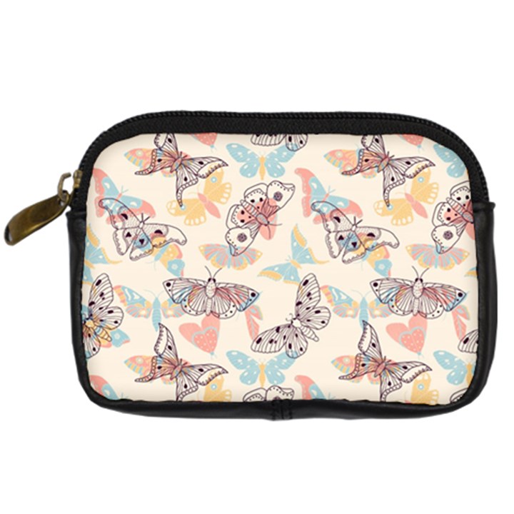 Pattern-with-hand-drawn-butterflies Digital Camera Leather Case