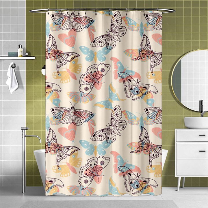 Pattern-with-hand-drawn-butterflies Shower Curtain 48  x 72  (Small) 