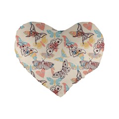 Pattern-with-hand-drawn-butterflies Standard 16  Premium Heart Shape Cushions by Wegoenart